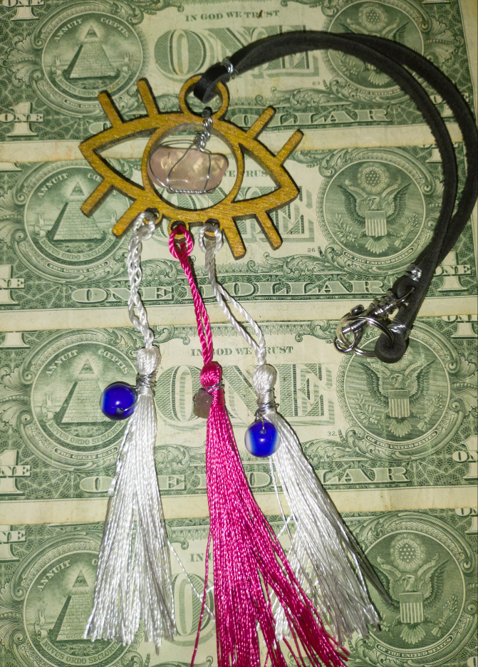Rear view mirror vehicle charm #Rose quartz