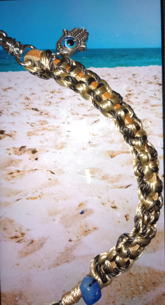 Fatima evil eye and lapis crystal keychain