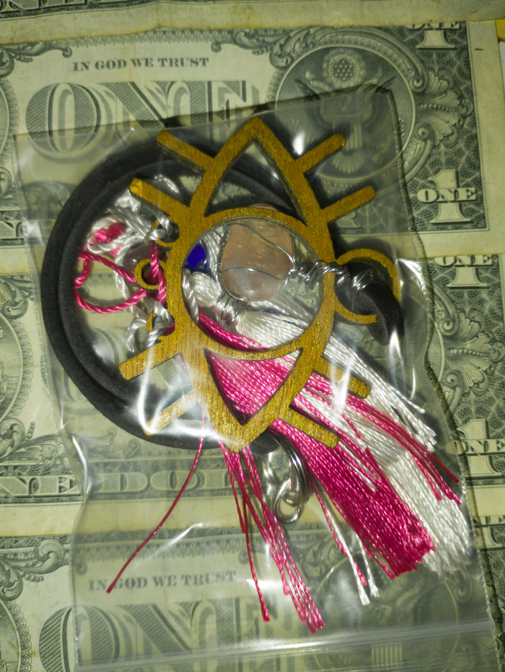 Rear view mirror vehicle charm #Rose quartz