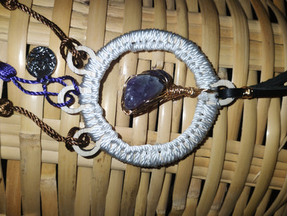 Amathyst with Divine Trinity pendant - Rear view mirror vehicle charm