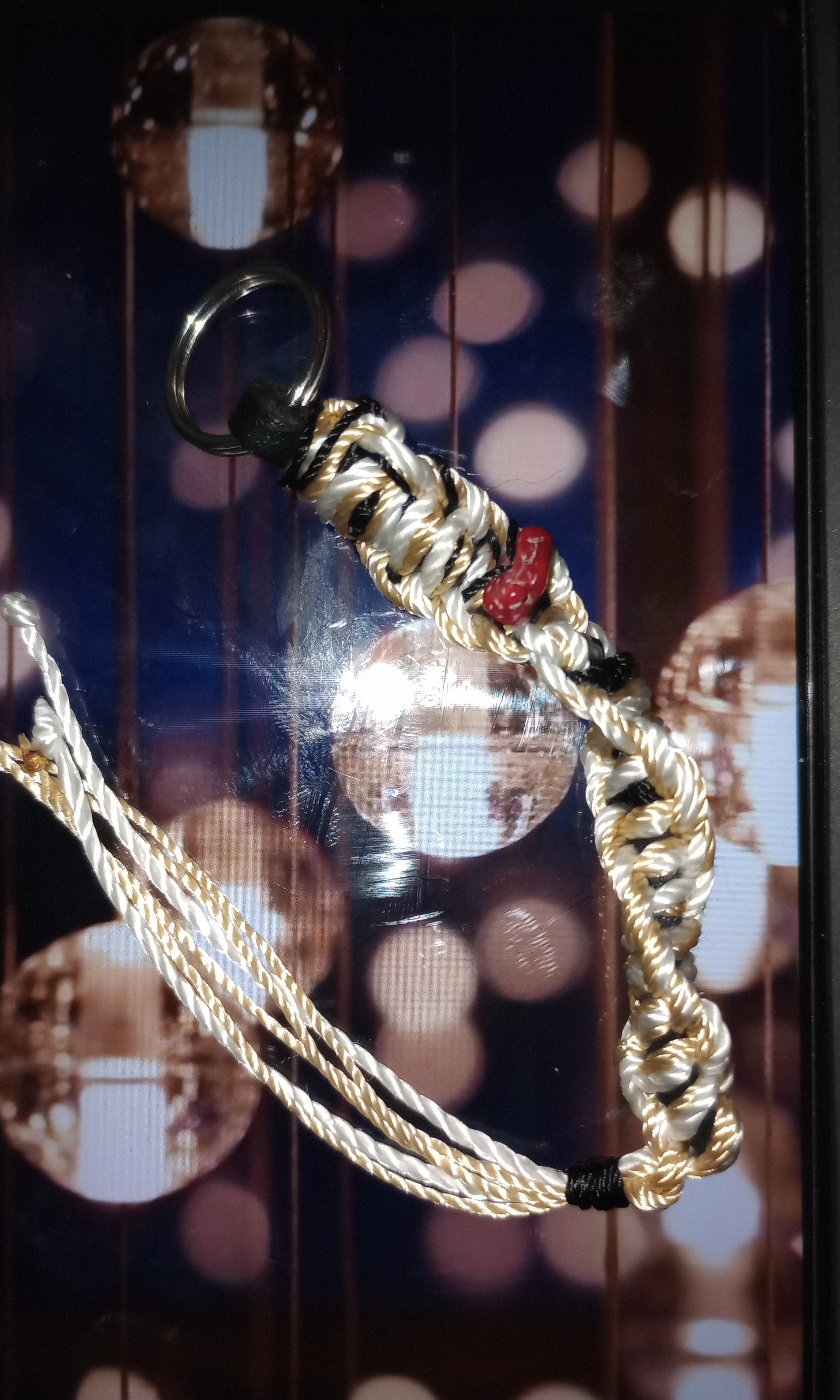 Red quartz weaved keychain