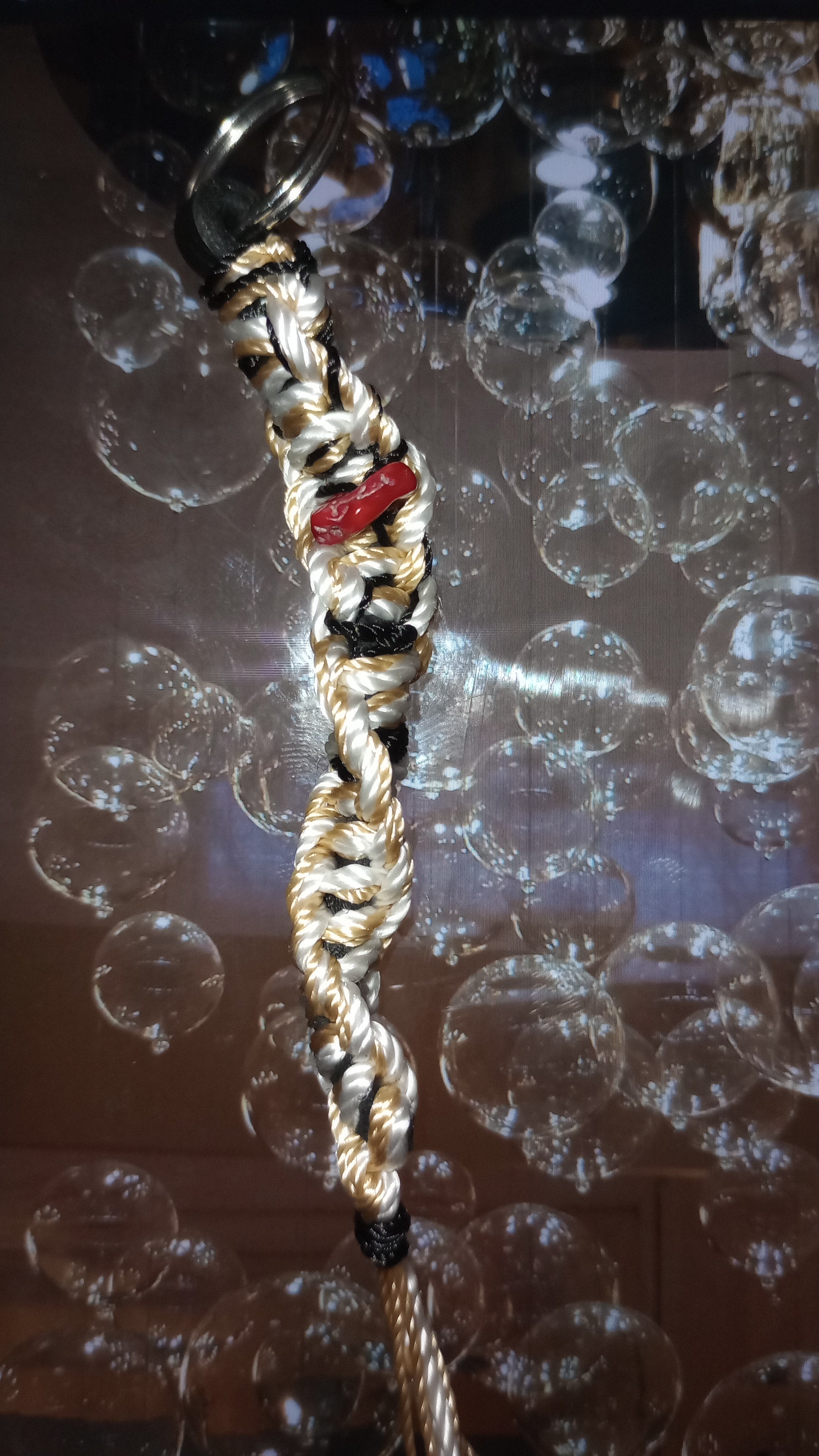Red quartz weaved keychain
